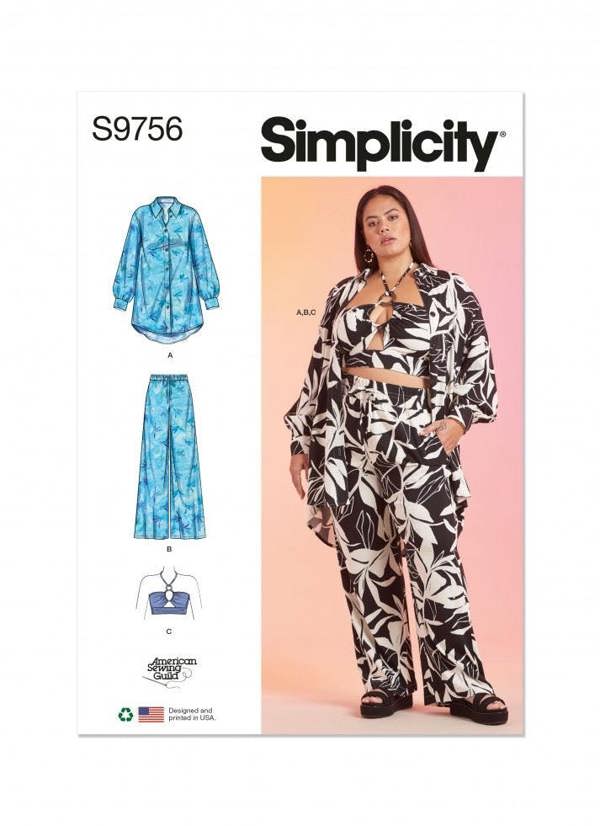 Simplicity Sewing Pattern 9756, Tops, Skirts, Trousers for Women, AA (10-12-14-16-18) - Intermediate