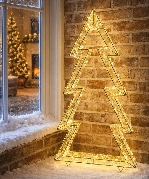 Scotts of Stow Xmas Haus Gold Metal Tree 4800 Micro LED Lights Outdoor Decoration 

with Timer