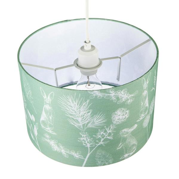 Woodland Theme Sage Olive Green Shade with Hares and Thistle Decor Image 3