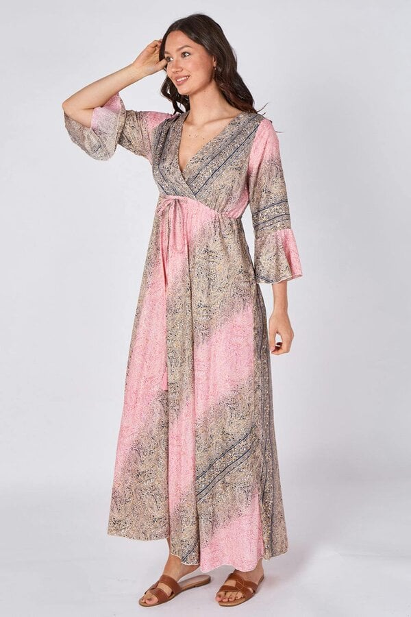 Boho Paisley Maxi Dress – Adjustable Tie Waist