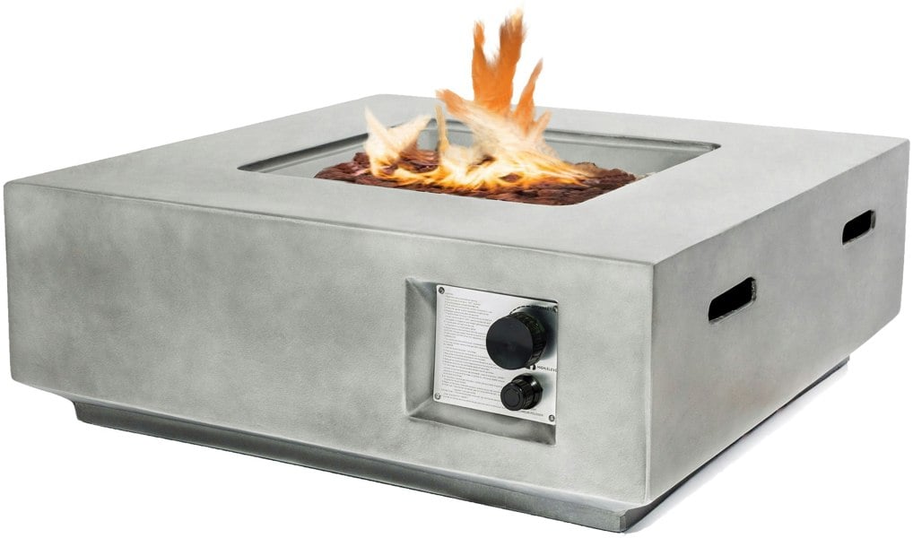 MDA Designs Loki Light Grey Lavish Garden & Patio Gas Fire Pit with Eco-Stone Finish