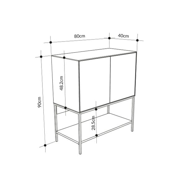 Decortie Amira 80cm Modern Console Table, Small Sideboard with Metal Legs & Push-to-Open Doors