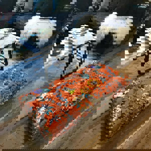 Bespoke handmade buttoned top flat footstool UK