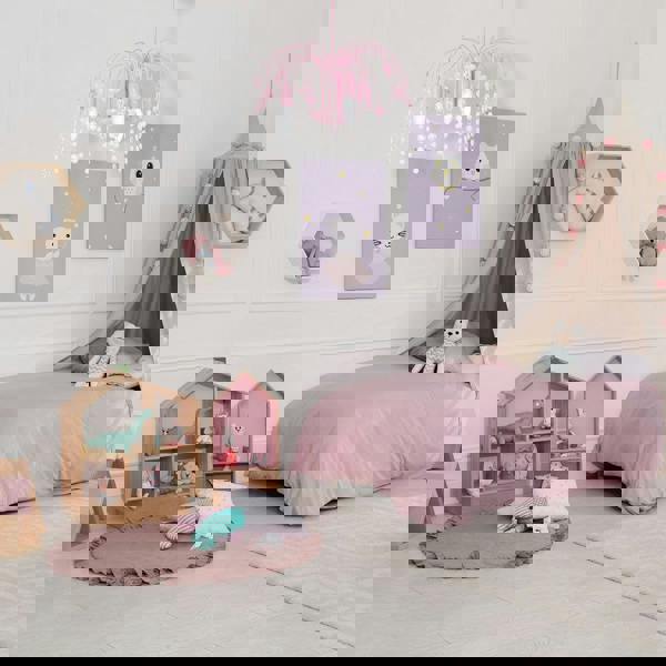 Milagro Laura Pendant Lamp Hand Made Baby Pink With Crystal Droplets