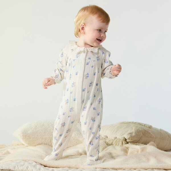 Mini Cuddles Floral-Print Sleepsuit (White)