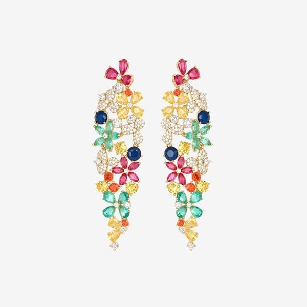Uchi & Soto Hanabi Multi Stone Floral Chandelier Earrings
