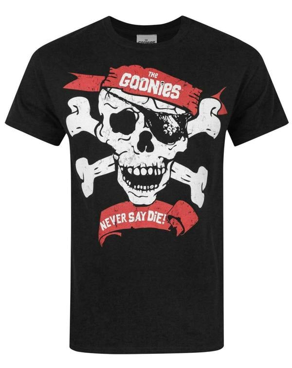 Goonies Mens Black Skull Graphic Print Short Sleeved T-Shirt