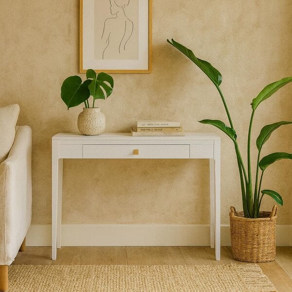 Wyld Haus Goldie White Wood Grain One Drawer Console Table