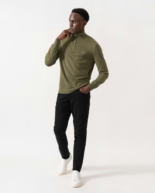 Lacoste Half Zip Logo Mens Sweatshirt - Olive E9F