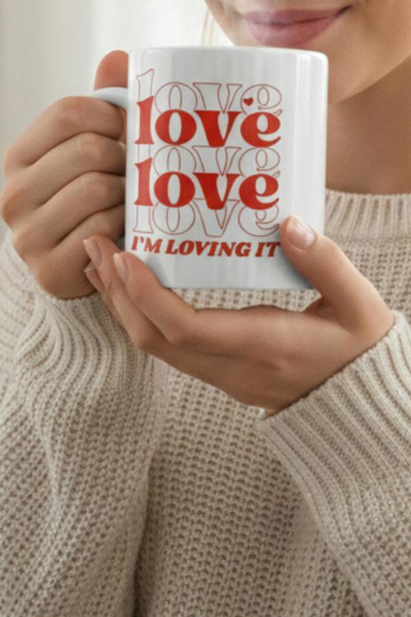 Dyzi Love Typography Printed Ceramic Mug 330ml Valentine’s Day Gift