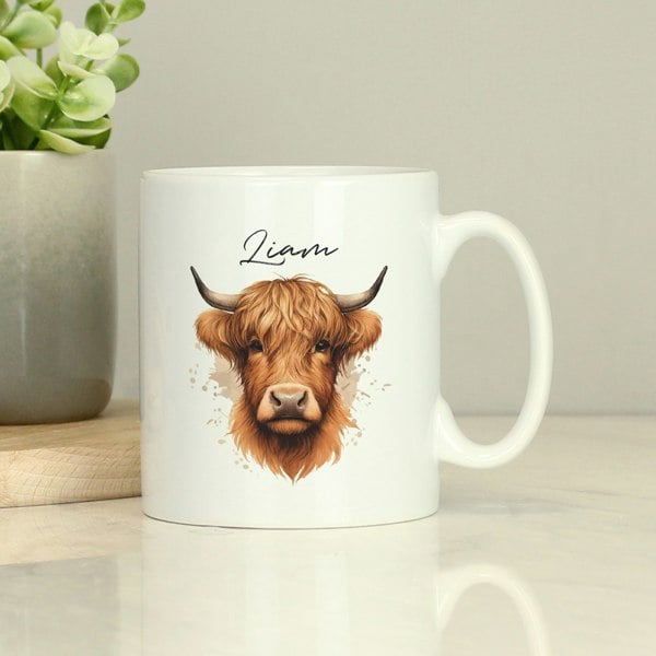 Personalised Memento Company Personalised Highland Cow Mug - Male