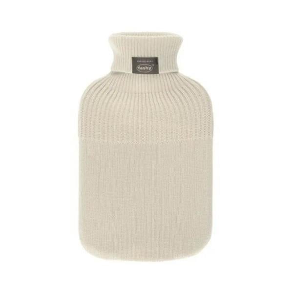 Cream Fashy 2L hot water bottle in knitted turtleneck cover