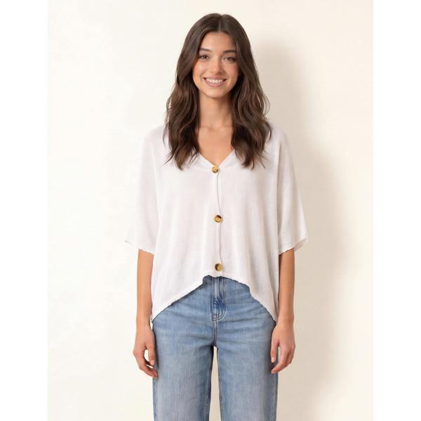 Blue Vanilla Thin Knit Button Front Boxy Cardigan