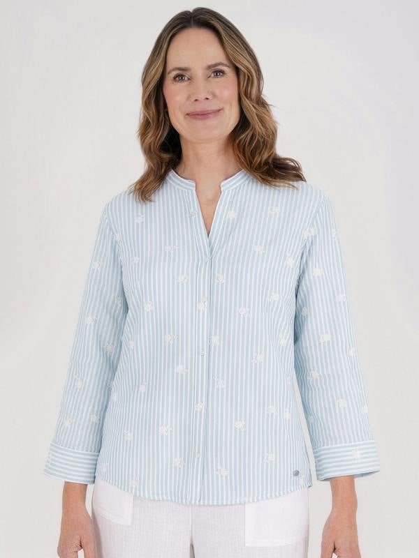 TIGI Stripe And Sprig Embroidery Shirt