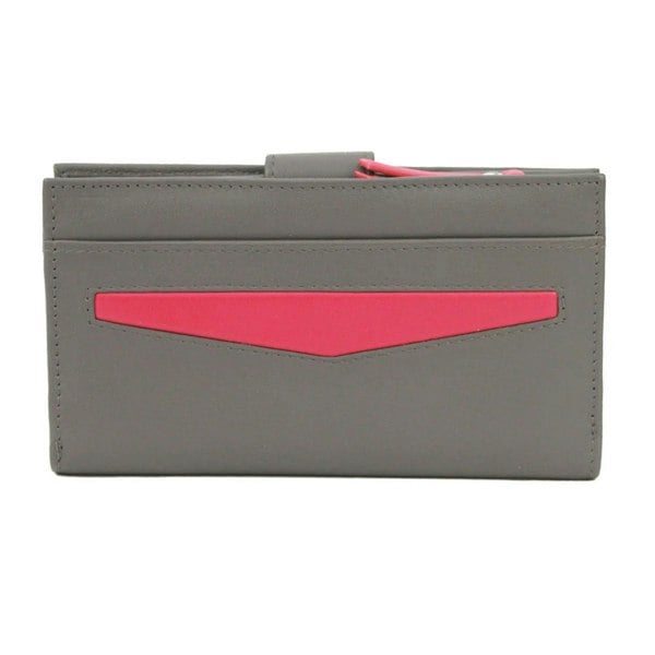 Eastern Counties Leather Hayley Leather Purse - Grey/Pink