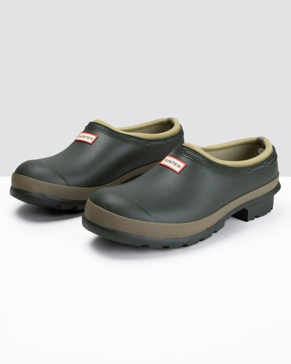 Hunter Gardener Womens Clog - Dark Olive/Clay