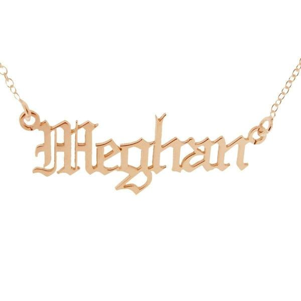 Christopher James of London 9ct Rose Gold Plated Gothic Old English Personalised Name Necklace