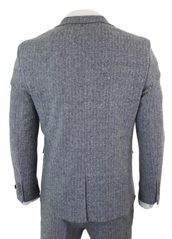 TruClothing Men's 3 Piece Grey Herringbone Tweed Suit