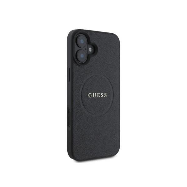 Guess Grained Gold Ring Case with MagSafe for iPhone 16 6.1" Black - GUHMP16SPGHSMMK