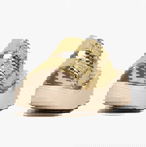 FitFlop F-MODE BUCKLE SHIMMERLUX FLATFORM TWO-BAR Womens Slides Platino