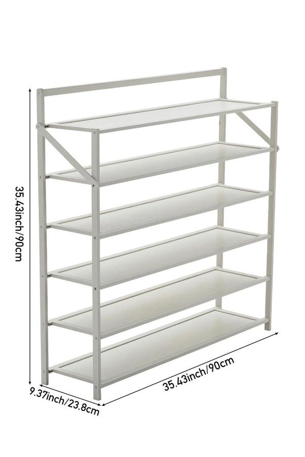 Living and Home 6-Tier Bamboo Foldable Shoe Rack Entrance Shoe Storage