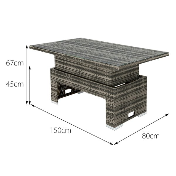 Oseasons Malta Rattan 9 Seat Rising Table U-Shape Set in Walnut Grey