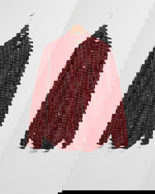 GANT Mens Regular Fit Classic Poplin Check Shirt - 630 Ruby Red - CHO - Designer Mens Shirts