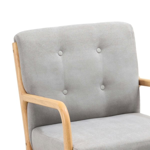 Grey Linen Rocking Chair Upholstered Seat Lounge Chair with Pillow Rocking Chairs Living and Home