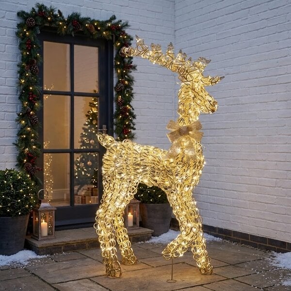 Garden Greatness 6ft Titan Gold Metallic Looped LED Stag