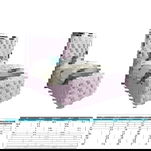 Casa Magna Marino Mirror Upholstered Soft Velvet Bed Frame - Pink