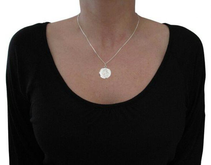 Christopher James of London Sterling Silver 20mm Diamond Cut St Christopher Pendant With Travellers Prayer and Optional Chain