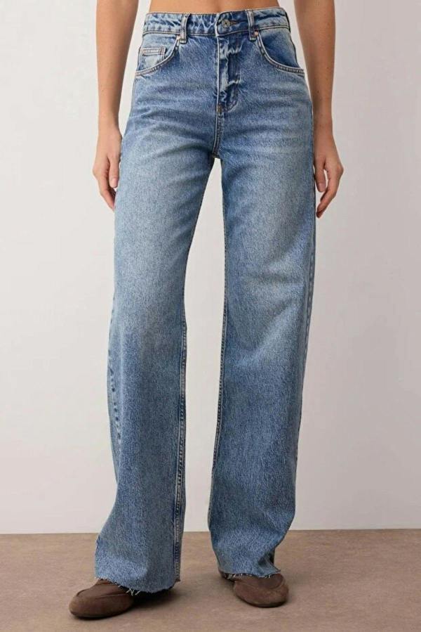 WOVCOR High Waist Comfort Cut Wide Leg Palazzo Jeans