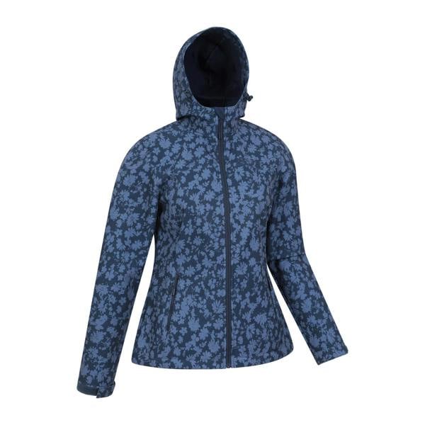 Mountain Warehouse Womens/Ladies Exodus Printed Water Resistant Soft Shell Jacket - Dark Blue - 