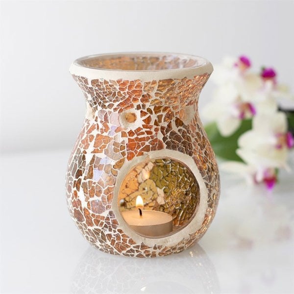 Serano Small Brown Crackle Oil Burner and Wax Warmer