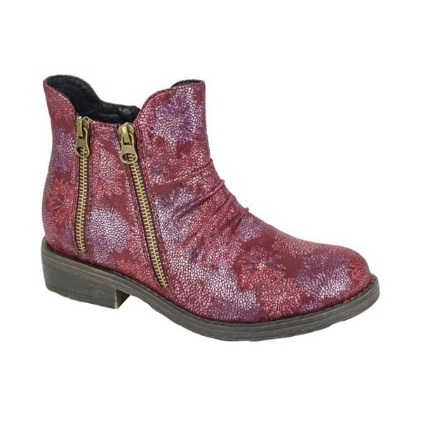 Cipriata Women's Agatina Floral Ankle Boots - Burgundy