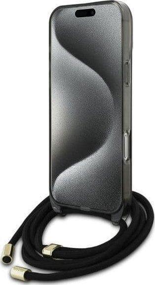 Guess Crossbody Cord Script Case with MagSafe for iPhone 16 Pro 6.3" Black - GUHMP16LHCTSGNSK