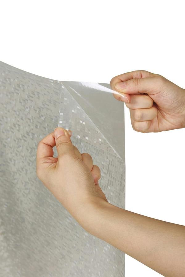 Living and Home 200x61cm Self-Adhesive 3D Embossed Small Mosaic Window Film - Frosted Privacy PVC Sticker for Glass Doors & Bathroom