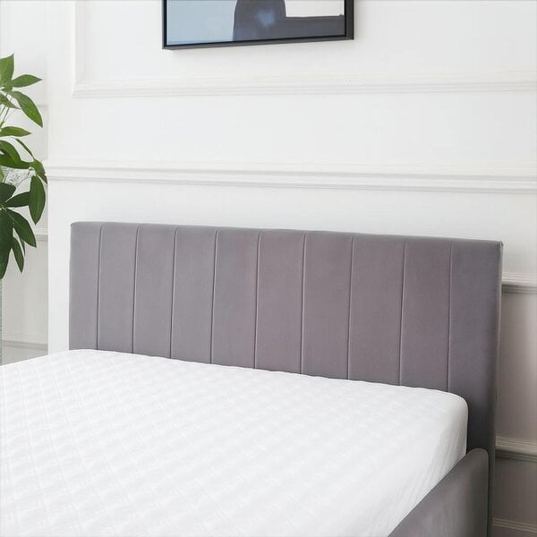 Kosy Koala Ottoman Bed Gas Lift Storage Grey 4ft Small Double and 1 Mattress Line Pattern Velvet Bedroom