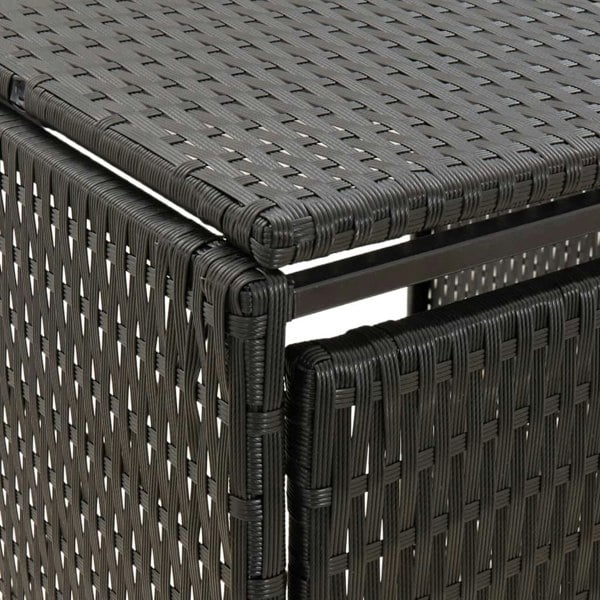 Berkfield Triple Wheelie Bin Shed Black 207x80x117 cm Poly Rattan