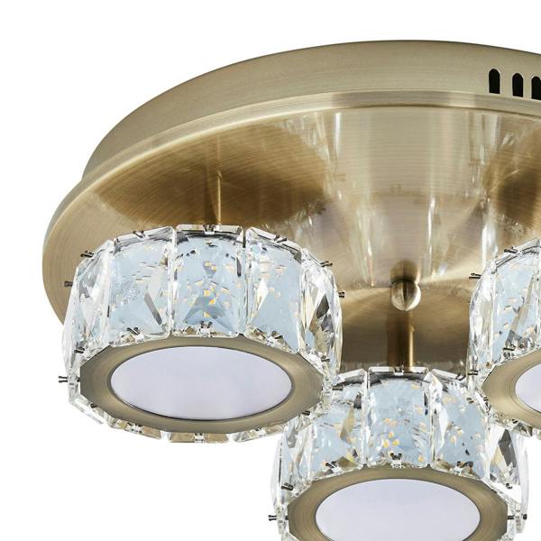 Pagazzi Lighting Dilan 3 Light Antique Brass LED Flush Ceiling Light