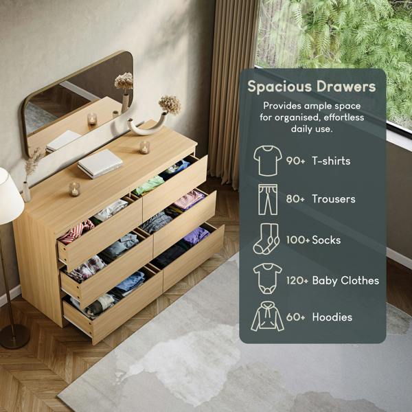Vida Designs Denver 6 Drawer Chest, Black