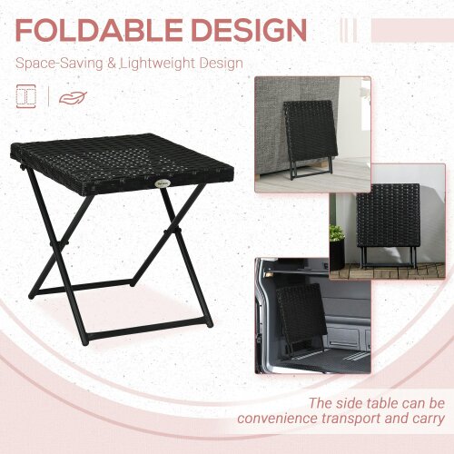 Wyld Haus Kenila Natural Rattan Square Folding Garden Bistro Side Table