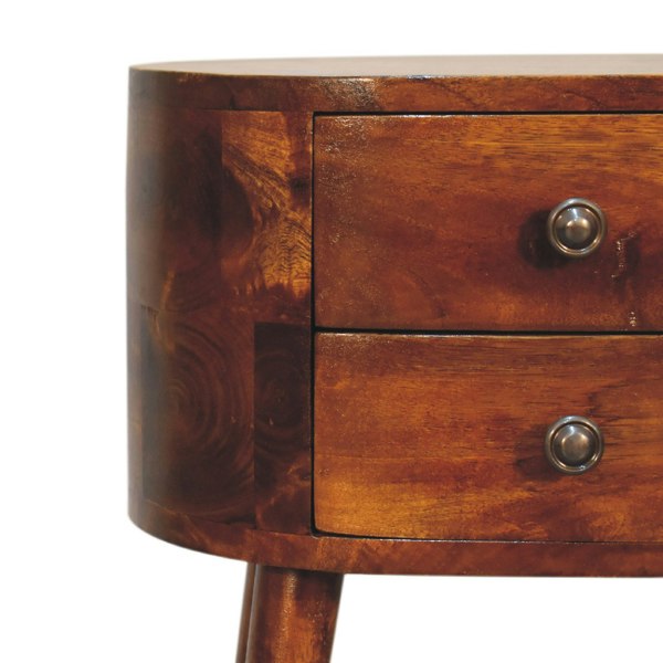Artisan Furniture Solid Wood Mini Chestnut Rounded Bedside Table