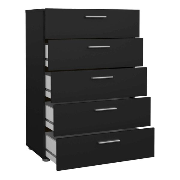 Wyld Haus Daejeon Black Wooden Chest 5 Drawers