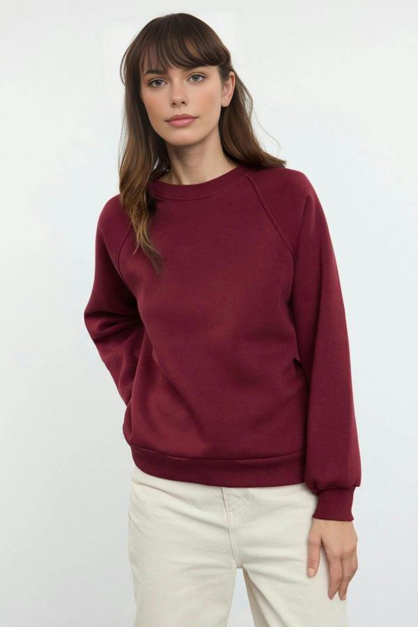WOVCOR Basic Raglan Sleeve Crew Neck Knit Sweatshirt