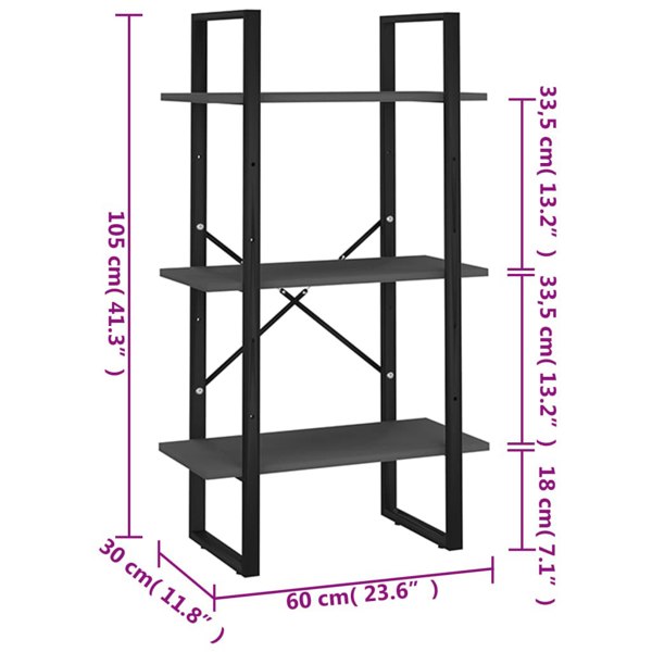 Berkfield Storage Shelf Grey 60x30x105 cm Engineered Wood