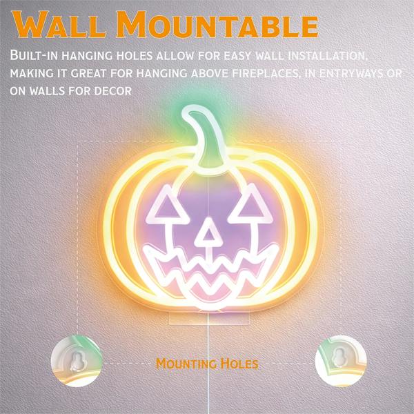 Fxlab Halloween Pumpkin Silhouette Neon Light Indoor USB Decoration 26.1x24.8cm