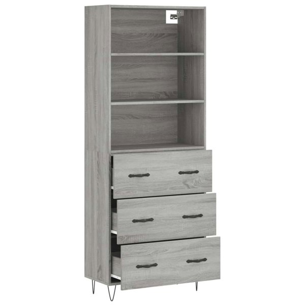Berkfield Highboard Grey Sonoma 69.5x34x180 cm Engineered Wood
