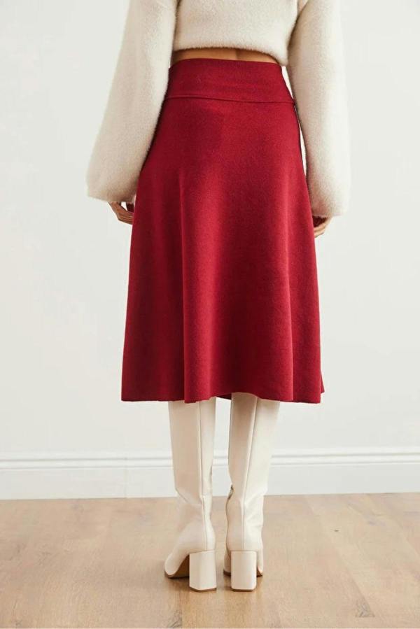 Hoxton Gal Waist-Banded Flared Knit Skirt