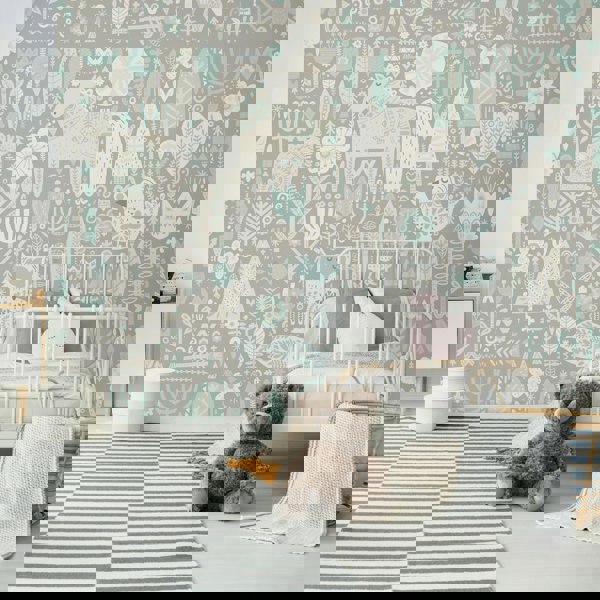 Origin Murals Scandi Forest Animals Wall Mural - Grey